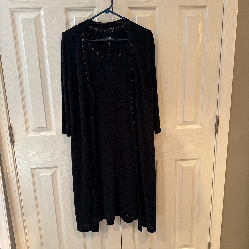 Yest Knit Dress and Tunic Jacket with Lacing and Eyelet Details